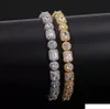 Men Square Round Mixed Diamonds Bracelet Bling Tenns Bracelet Gold Silver 8inch 8mm