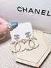 Gemengd 18K GOUD GOLD 925 SILVERSTUK STUM MERK Designers Geometrische vrouwen Crystal Rhinestone Pearl Hoop Round Earring