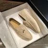 Summer Walk Shoe Loafers Suede Causal Moccasin Mmtal Lock Beanie Comfortable Soft Sole Flat Shoes Plus Size 220721