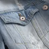 Mäns jackor Autumn Winter Mens Vintage Hole Ripped Korean denim Slim Fit Light Blue Single Breasted Plus Size Cowboy Coats