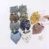 Baby cotton saliva towel Party Favor Soft multi flower type newborn Bib Retro color snap triangle towels Infants eating meal Bibs T9I002030