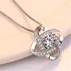 Vierblättriges Kleeblatt Halskette Schmuck Blume Silber Anhänger Halsketten Kette Geburtstagsgeschenk für Frauen