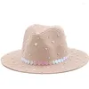 Шляпа шляпы для женщин для женщин Шляпа Солнца Соломенная Панама Алмазы Девушка Весна Розовый Белый пляж повседневный летний мужчина Sombrero hombre elob22
