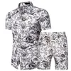 Tute da uomo firmate Abiti estivi in due pezzi Taglie forti 4XL 5XL Camicie casual Pantaloncini Set di abiti da camicia hawaiani stampati