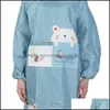 Tabliers Textiles de maison Jardin Nouveau Adt Mignon Treillis À Manches Longues Tablier De Cuisson Anti Huile Imperméable Animal Pinafore Poche Cuisine Ménage Acc