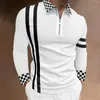 Herren Polos Modes Patchwork Männer Kurzarm Shirts Casual Turn-Down-Kragen Reißverschluss Design Tops 2022 Sommer Harajuku Herren Streetwearme