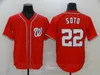 Homens em branco Baseball 22 Juan Soto Jerseys 11 Ryan Zimmerman 37 Stephen Strasburg Navy Blue Branco Black Team todos costurados Flexbase Base Cool Base respirável de boa qualidade