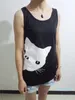 Women's Tanks & Camis 2022 Cat Printed Tank Tops Sexy O Neck Tee Casual Lady Loose Vests WDC4740