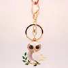 Owl Branch White Crystal Bag Hanger Metalen Rhinestone Handtas Auto Sleutelhanger Sleutelhanger Bruiloft Gunst Party Gift