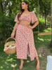 Plus Size Dresses Clearance Price Women Large Midi 2022 Summer Sexy Ruffle Chic Sundress Boho Floral Beach Party ClothingPlus