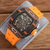 Watches Net Red Watch All Carbon Fiber Hollow RM011 FM Silikon Multifunktionell automatisk tidsmaskin