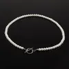 Cadenas de moda clásico collar de perlas de imitación hombres hecho a mano ancho 6/8/10 mm cierre de palanca con cuentas para joyería GiftChains337k