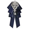 Noeuds papillon haut de gamme mode diamant cravate garçons d'honneur collier de mariage accessoires Rose broche poche serviette carré ensemble cadeaux pour hommes