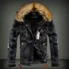 Mäns vinter tjocka fleece jacka mode män trasig patch bombare denimrock chaqueta hombre streetwear kläder 201127