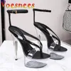 Yürüyüş Gösterisi Stripper Topuklu Temizle Ayakkabı Kadın Platformları 15 cm Yüksek Topuklu Sandalet Kadınlar Seksi Balık Toe Düğün Ayakkabı Çevirme 220422