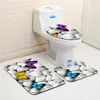 3pcs/set banyo mat seti plaj denizyıldızı dekorasyon kabukları çakıl taşları desen banyo halı anti -tuvalet mat set banyo 210401