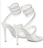 Diamantinsats caovilla bröllopsklänning sandal kvinnor höga klackar skor romantisk lady ljuskrona naken stilett sandaler smycken sandalier ankel stra5148350gh