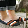 Men's Socks 5Pairs Spring Summer Men Cotton Boat Sock Chromatic Striped Male Ankle Low Cut Shoe Liner Invisible Slippers Nop-Slip MeiasMen's