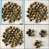 Pendant Necklaces Pendants Jewelry Wholesale 50Pcs Natural Tiger Eye Stone Ball Woman Child Gift Beads For Diy Je Dh5Ss