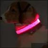 Nylon LED Dog Collars Night Safety Knipperende Glow in de donkere leiband Honden Lichtgevende fluorescerende kraag Huisdierbenodigdheden J065 DROP LEVERING 2021 L