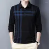 Thick Long Sleeve Tee Shirt Men Casual Striped Men's Clothing Polos Shirts Mens Fashion Slim Fit Poloshirt Tops