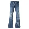 Mäns jeans Herrarna Mens Mens Regular Punk Vintage Men's Pocket Pants Bootcut Denim Flare Pant Längd Full Patch Pantsmen's