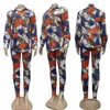 Fashion Women's Two Piece Pants Suits with chain painted Digital Printing Popular sexy Style 2 Pieces Suit Tracksuit Women Winter Outfits Women Clothing 7094-7097