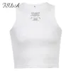 FSDA Letter Print Crop Top Women Casual Summer Off Shoulder Black Basic Sexy White Ribber Fashion Tank Tops Sleeveless 220622