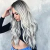 Nxy Wigs Sinuo Full Mechanism Long Body Wave Hair Cosplay Grey Gradual Change Women's High Temperature Synthetic Animation 220528