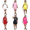 Plus Size Summer Women Survêtements T-shirt uni + pantalon court Ripped Jogger Suits 2 PCS Sets Lettre Imprimé Outfits S-4XL Designer Clothing