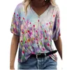 3xl Mulheres grandes camisetas T Summer Casual Manga curta solta tops grandes paisagem feminina 3D Top de impressão floral