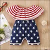 Rompers JumpsuitsRomppers Baby Kids Cloths Baby Maternity Girls Independence Day Romper Recém -nascido Infantil Ruffle Dhukt