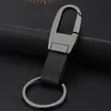 Männer Stil Klassische echte Schwarz Braune Leder Schlüsselanhänger Metall Auto Schlüsselanhänger zum Verkauf