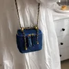 Avondtassen Koreaanse stijl mini doos stof denim gewatteerde crossbody tas voor vrouwen 2022 modeketen Jean schouder kawaii handbagsevening tassen