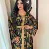 Ethnic Clothing Dubai Print Muslim Women Dress Turkey India Ramadan Abaya Belt Dresses Jilbab Islamic Vestido Moroccan Kaftan Arab Elbise Au