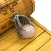 Hänge halsband 10pc drake claw runda naturliga kristall sten rose kvarts ametyst hängsmycken diy halsband smycken makingpendant