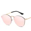 Lunettes de soleil miroir lunettes de soleil de luxe rondes femmes marque designer CatEye rétro lunettes de soleil sans monture femme