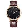 Quartz Watch Round Dial Simple Retro Leather Strap for Men Business Fashion Casual Outdoor Wristwatch