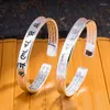 Bangle Antique Silver Color Copper Woman Buddhist Scriptures Armband Men's Classic Retro Six Words Mantra Open Jewelry Melv22