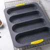 4-spår öppen silikonbröd mögel non-stick bröd-silikon mögel fransk baguett mögbakande kokkärl för kök bakverktyg