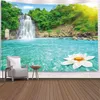 風景森林滝蓮のタペストリーボヘミア装飾寝室の壁の敷物装飾写真室壁敷物J220804