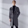 Mélange de laine pour hommes, manteau d'hiver pour jeunes coréens, Trench Long en laine Double face, couleur unie, pardessus Cardigan hauts Viol22