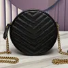 Luxury Vinyle Reound Bound Camera Saco em Chevron Quilted gr￣o de poudre em relevo couro crossbody designer cadeia stap shitbag feminino bolsa de ombro bolsa