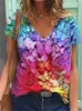 3XLオーバーサイドレディーストップカジュアル半袖vネックルーズTシャツサイズ女性3Dバタフライサマーティー服2206​​28