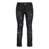 Homem jeans masculino homem stretchy negro skinny broca punk streetwear calças de motociclista lavado slim fit moda designer calças de lápis