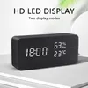 Alarm Clock LED Wooden Watch Table Voice Control Digital Wood Despertador USB/AAA Powered Electronic Desktop Clocks 220329