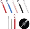 Reusable Stainless Steel Straws Telescopic Drinking Straw with Aluminum Keychain Cleaning Brushes