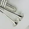 Images réelles Double Bell BB Tune TRUMPTET Sliver Plaquée Instrument de musique professionnelle avec accessoires de cas