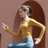Yoga -Outfit Langarm Shirt Damen Open Navel Fitness Sports Crop Summer Fitnessstudio Active Mit atmungsaktives Lauf Workout Kleidung