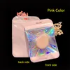 Color Aluminized Ziplock Bag Pouch One Side Clear Holographic Mini Foil Laser Zipper Jewelry Packaging Gift Bag MJ0599